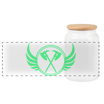 Axtflügel Emblem - Panorama Keksdose mit Holzdeckel - Weiß - Vorne