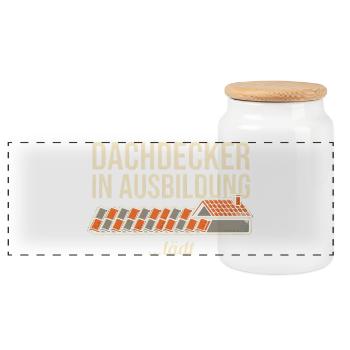 Dachdecker In Ausbildung Azubi Lehrling Handwerk - Panorama Keksdose mit Holzdeckel - Weiß - Vorne