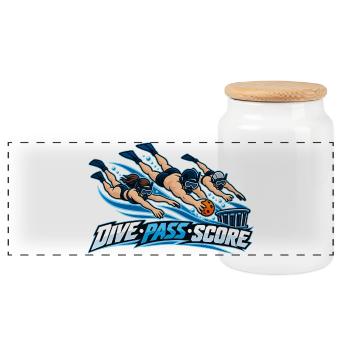 Dive Pass Score Wassersport Action - Panorama Keksdose mit Holzdeckel - Weiß - Vorne