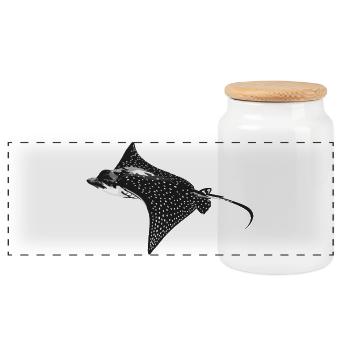 Monochrome Mantarochen Dot Muster - Panorama Keksdose mit Holzdeckel - Weiß - Vorne