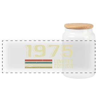 Born In 1975 Birthday 1975 Vintage 1975 - Panoramic Cookie Jar with Wooden Lid - white - Front