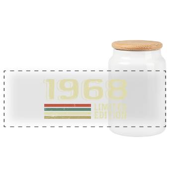 Born in 1968 Birthday 1968 Vintage 1968 - Panoramic Cookie Jar with Wooden Lid - white - Front
