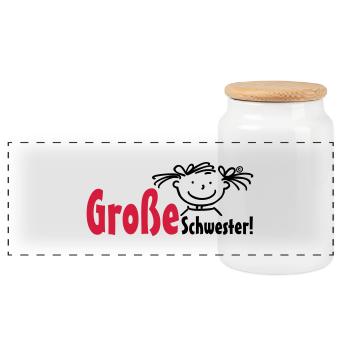 Große Schwester - Panorama Keksdose mit Holzdeckel - Weiß - Vorne