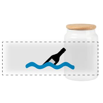 message in a bottle - Panoramic Cookie Jar with Wooden Lid - white - Front