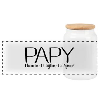 Papy Légende - Boîte à biscuits avec couvercle en bois - blanc - Devant