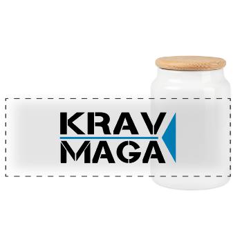 Krav Maga - Panorama Keksdose mit Holzdeckel - Weiß - Vorne