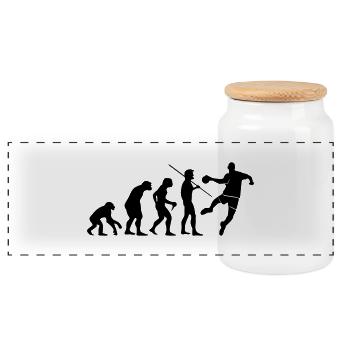 Handball Evolution - Panorama Keksdose mit Holzdeckel - Weiß - Vorne