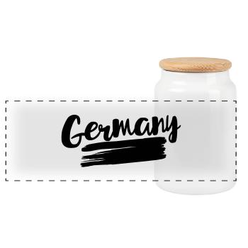 Deutschland Flagge - Germany Flag - Panorama Keksdose mit Holzdeckel - Weiß - Vorne