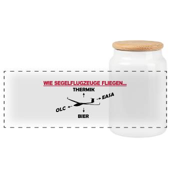 Segelflieger Geschenk - Panorama Keksdose mit Holzdeckel - Weiß - Vorne