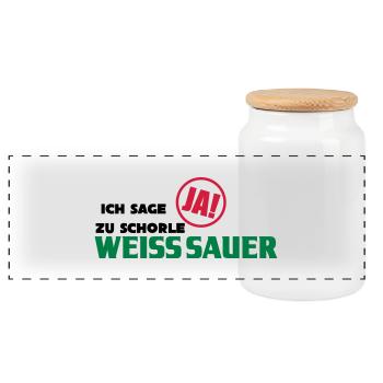Ich sage ja zu Schorle! - Panorama Keksdose mit Holzdeckel - Weiß - Vorne