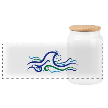 Waves - 3 Color Vector - Panoramic Cookie Jar with Wooden Lid - white - Front