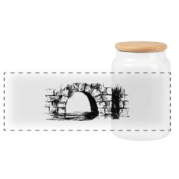 stein-bruecke-fluss-01 - Panorama Keksdose mit Holzdeckel - Weiß - Vorne