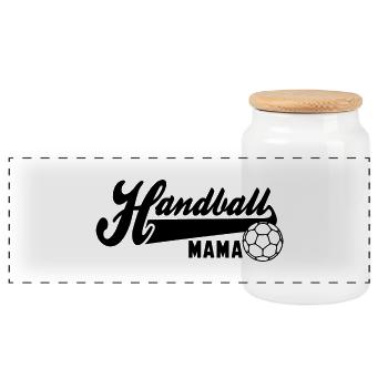 Handball MAMA BLACK - Panoramic Cookie Jar with Wooden Lid - white - Front