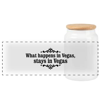 what happens in Vegas... - Boîte à biscuits avec couvercle en bois - blanc - Devant