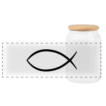 jesus_fisch_symbol__f1 - Panorama Keksdose mit Holzdeckel - Weiß - Vorne