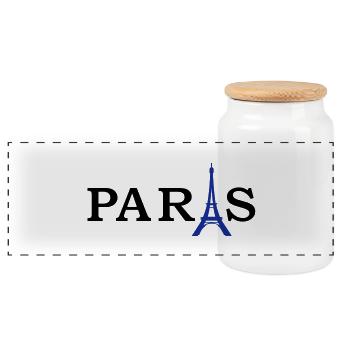 paris___f2 - Panorama Keksdose mit Holzdeckel - Weiß - Vorne
