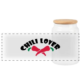 Chili Lover - Boîte à biscuits avec couvercle en bois - blanc - Devant