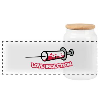 spritze_love_injection - Boîte à biscuits avec couvercle en bois - blanc - Devant