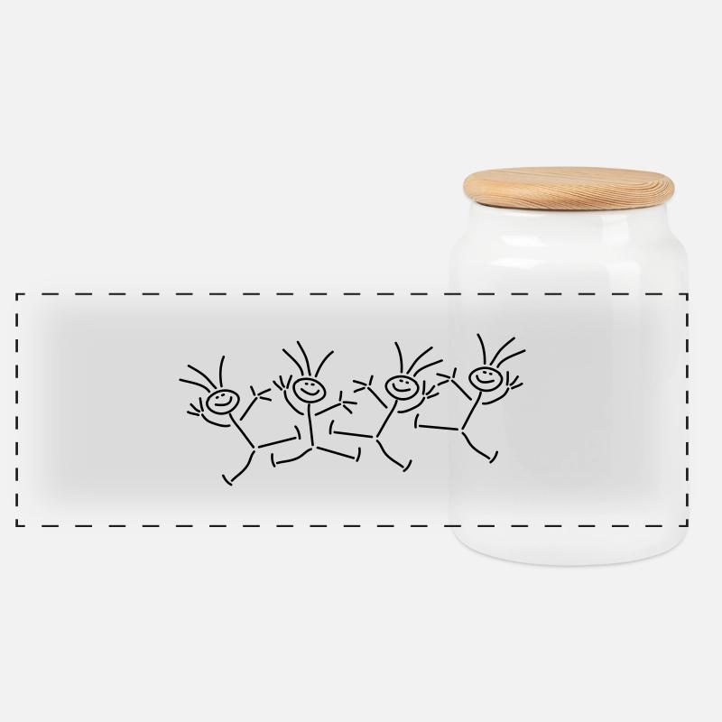 Happy Party Stick Figures - Panorama Keksdose mit Holzdeckel - Weiß
