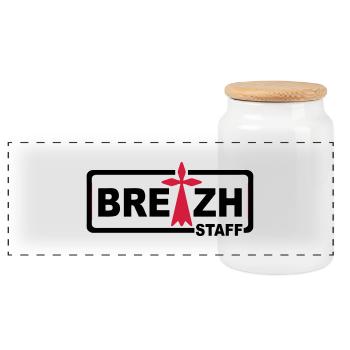 Breizh staff 2 - Panoramic Cookie Jar with Wooden Lid - white - Front