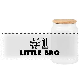 number one little bro - Panorama Keksdose mit Holzdeckel - Weiß - Vorne
