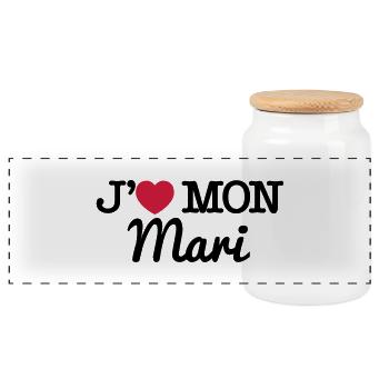 J'aime mon mari - Boîte à biscuits avec couvercle en bois - blanc - Devant