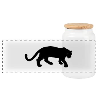 panther - Panoramic Cookie Jar with Wooden Lid - white - Front