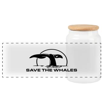 save_the_whales - Panorama Keksdose mit Holzdeckel - Weiß - Vorne