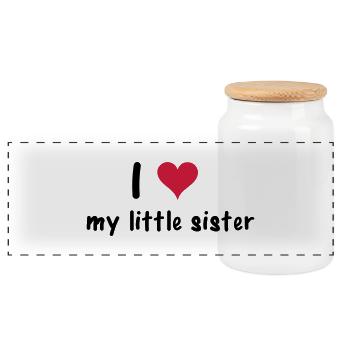 Sister - Panoramic Cookie Jar with Wooden Lid - white - Front