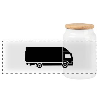Camion - Boîte à biscuits avec couvercle en bois - blanc - Devant
