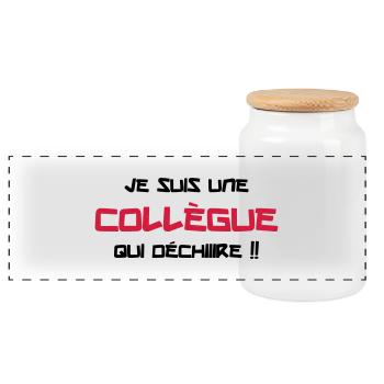 Je suis une Collègue qui déchiiire !! - Boîte à biscuits avec couvercle en bois - blanc - Devant