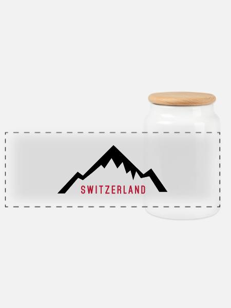 Switzerland Alps - Panorama Keksdose mit Holzdeckel - Weiß