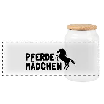 Pferdemädchen - Panorama Keksdose mit Holzdeckel - Weiß - Vorne