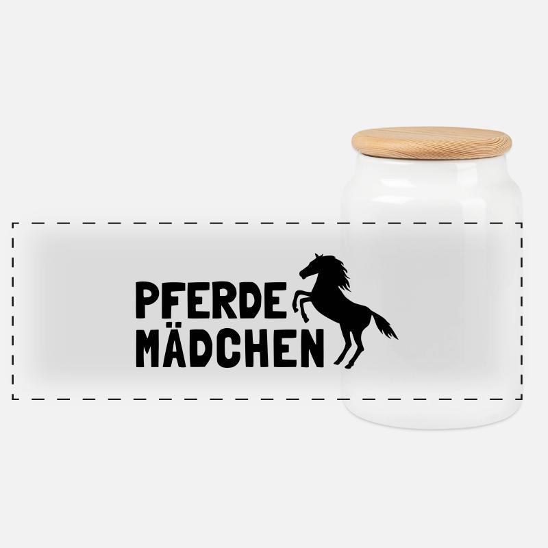 Pferdemädchen - Panorama Keksdose mit Holzdeckel - Weiß