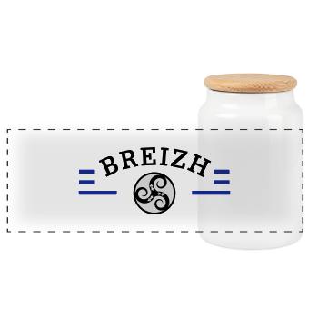 BREIZH - BRETAGNE - TRISKELL - BZH - SYMBOLE - Boîte à biscuits avec couvercle en bois - blanc - Devant