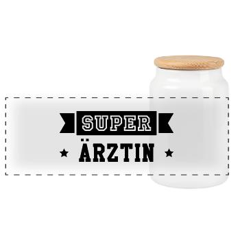 Arzt - Ärztin - Medizin - Gesundheit - Chirurg - Panorama Keksdose mit Holzdeckel - Weiß - Vorne