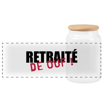 Retirement Pensioner Ruhestand Rentner Retraite - Panoramic Cookie Jar with Wooden Lid - white - Front