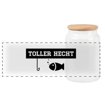 Toller Hecht - Anglershirt - Panorama Keksdose mit Holzdeckel - Weiß - Vorne