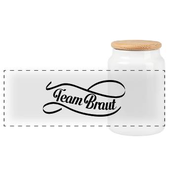 team_braut_swing - Panorama Keksdose mit Holzdeckel - Weiß - Vorne