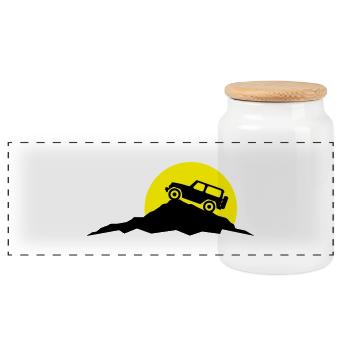 Reise - Berge Jeep - Panorama Keksdose mit Holzdeckel - Weiß - Vorne