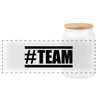 team hashtag design - Panoramic Cookie Jar with Wooden Lid - white - Front