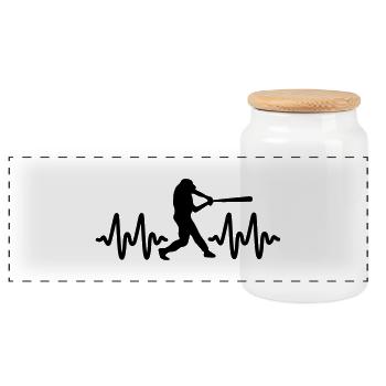 base-ball - Boîte à biscuits avec couvercle en bois - blanc - Devant