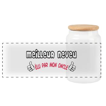 Soeur / Neveu / Nièce / Gendre / Frère / Papy / - Boîte à biscuits avec couvercle en bois - blanc - Devant