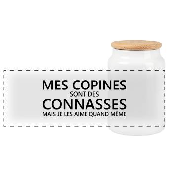 mes copines sont des connasses - Boîte à biscuits avec couvercle en bois - blanc - Devant