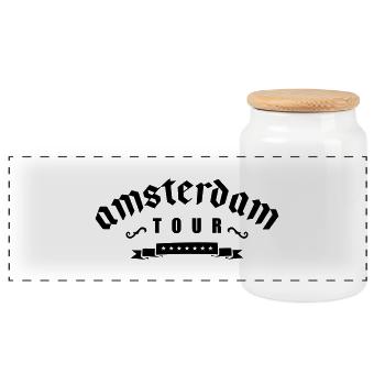 amsterdam tour - Panorama Keksdose mit Holzdeckel - Weiß - Vorne