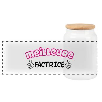 MEILLEURE FACTRICE - Boîte à biscuits avec couvercle en bois - blanc - Devant