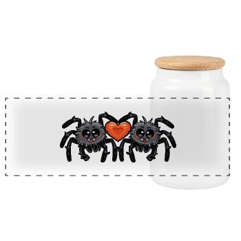 Tarentule araignée couple Saint-Valentin - Boîte à biscuits avec couvercle en bois - blanc - Devant