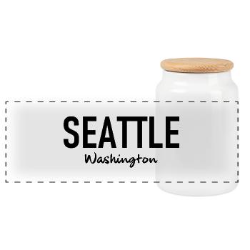 Seattle - Washington USA United States of America - Panoramic Cookie Jar with Wooden Lid - white - Front