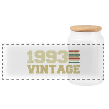 1993 Birthday Gift 1993 Vintage 1993 Gift - Panoramic Cookie Jar with Wooden Lid - white - Front