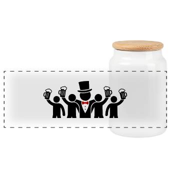Groom Crew Bachelors - Panoramic Cookie Jar with Wooden Lid - white - Front
